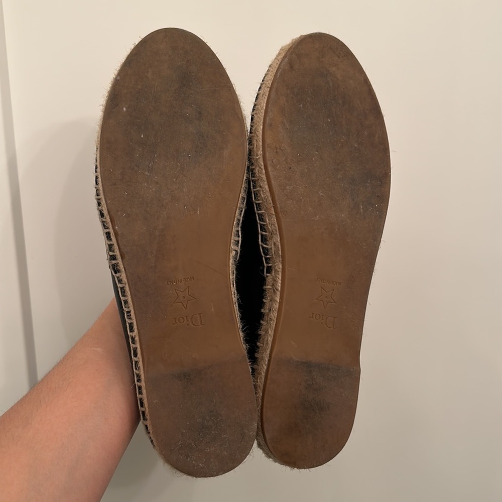 Dior Granville Black Lambskin Logo Espadrille Slip-on Flats Size 39 EU - Picture 5 of 6